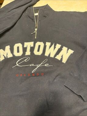 Motown Cafe Orlando Navy Quarter-Zip Pullover Sweatshirt. Never been worn.